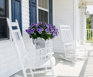 Flowers on a front porch