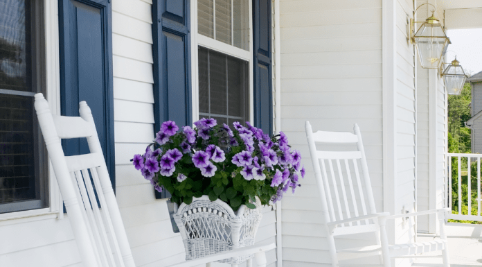 Flowers on a front porch