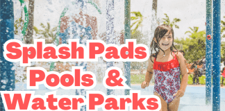 Girl playing at a splash pad