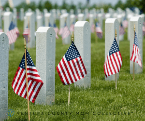 Flags at gravesite