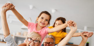 Happy grandparents having fun